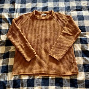 Carly Jean Kennedy Crew Neck Pullover Sweater in Tan